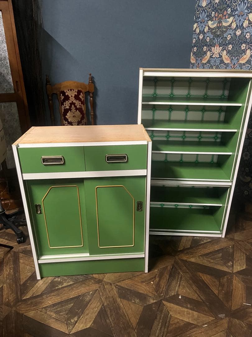 食器棚 レトロポップ 昭和レトロ インテリア 水屋 飾り棚 当時物