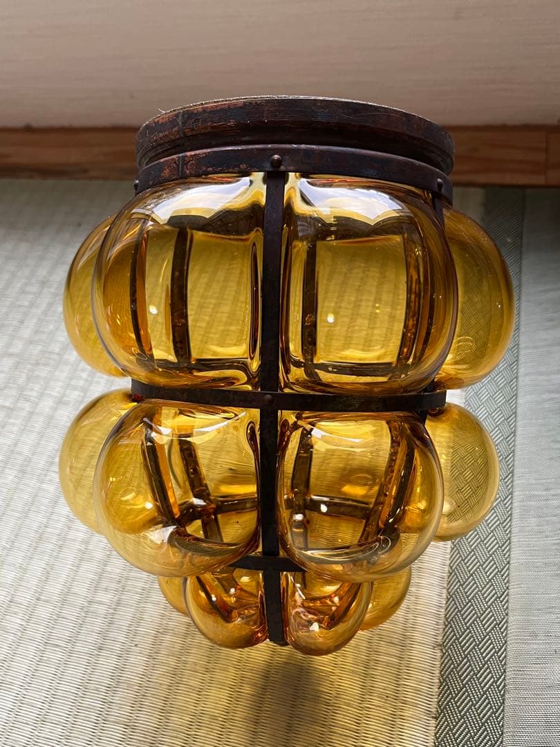 超希少　アンティーク　琥珀色　照明　壁付　ガラス＆鉄製 E26 LED対応