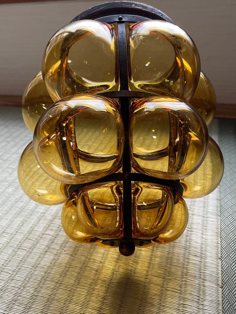 超希少　アンティーク　琥珀色　照明　壁付　ガラス＆鉄製 E26 LED対応