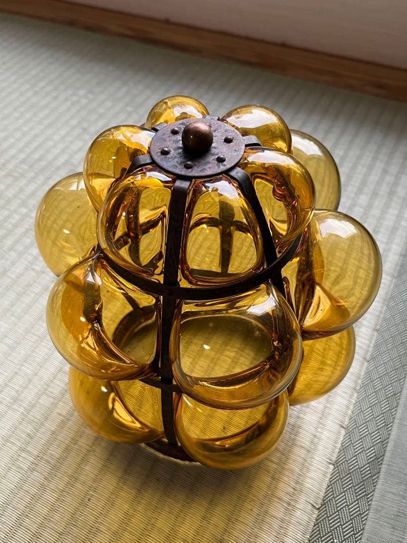 超希少　アンティーク　琥珀色　照明　壁付　ガラス＆鉄製 E26 LED対応