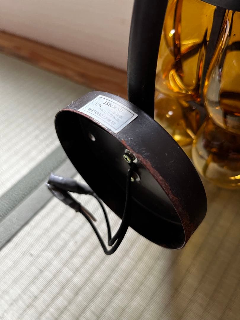 超希少　アンティーク　琥珀色　照明　壁付　ガラス＆鉄製 E26 LED対応