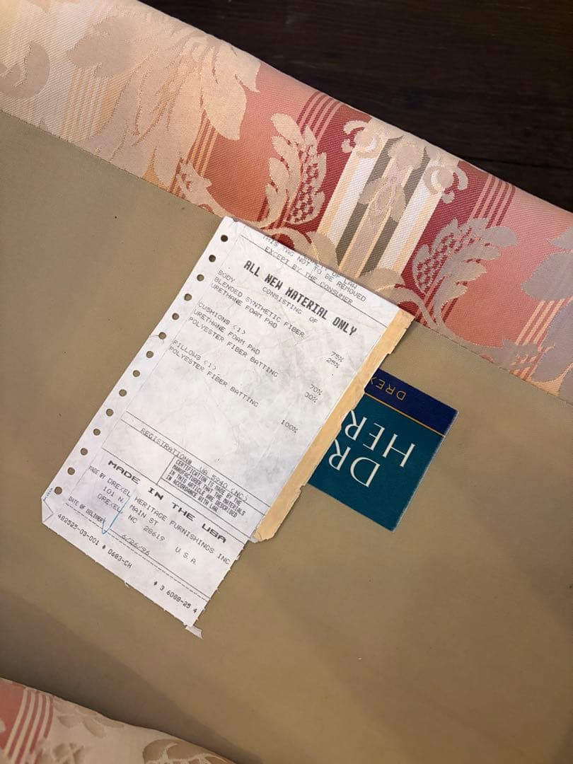 drexel heritage ドレクセルヘルテイジ 一人掛けアームチェア　布貼