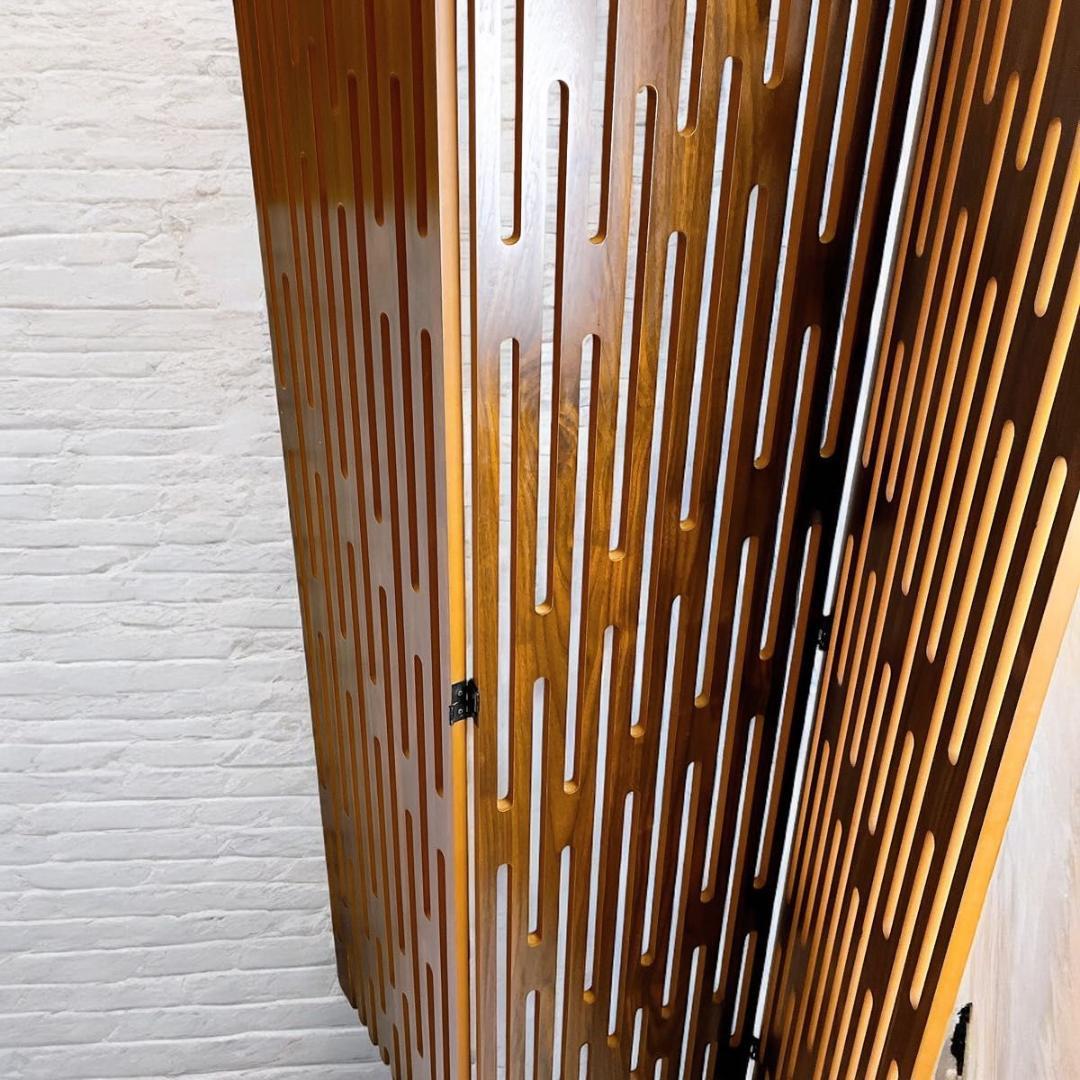 木製 3連 パーテーション 間仕切り ミッドセンチュリー 和風　モダン