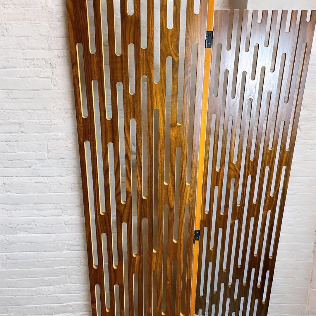 木製 3連 パーテーション 間仕切り ミッドセンチュリー 和風　モダン