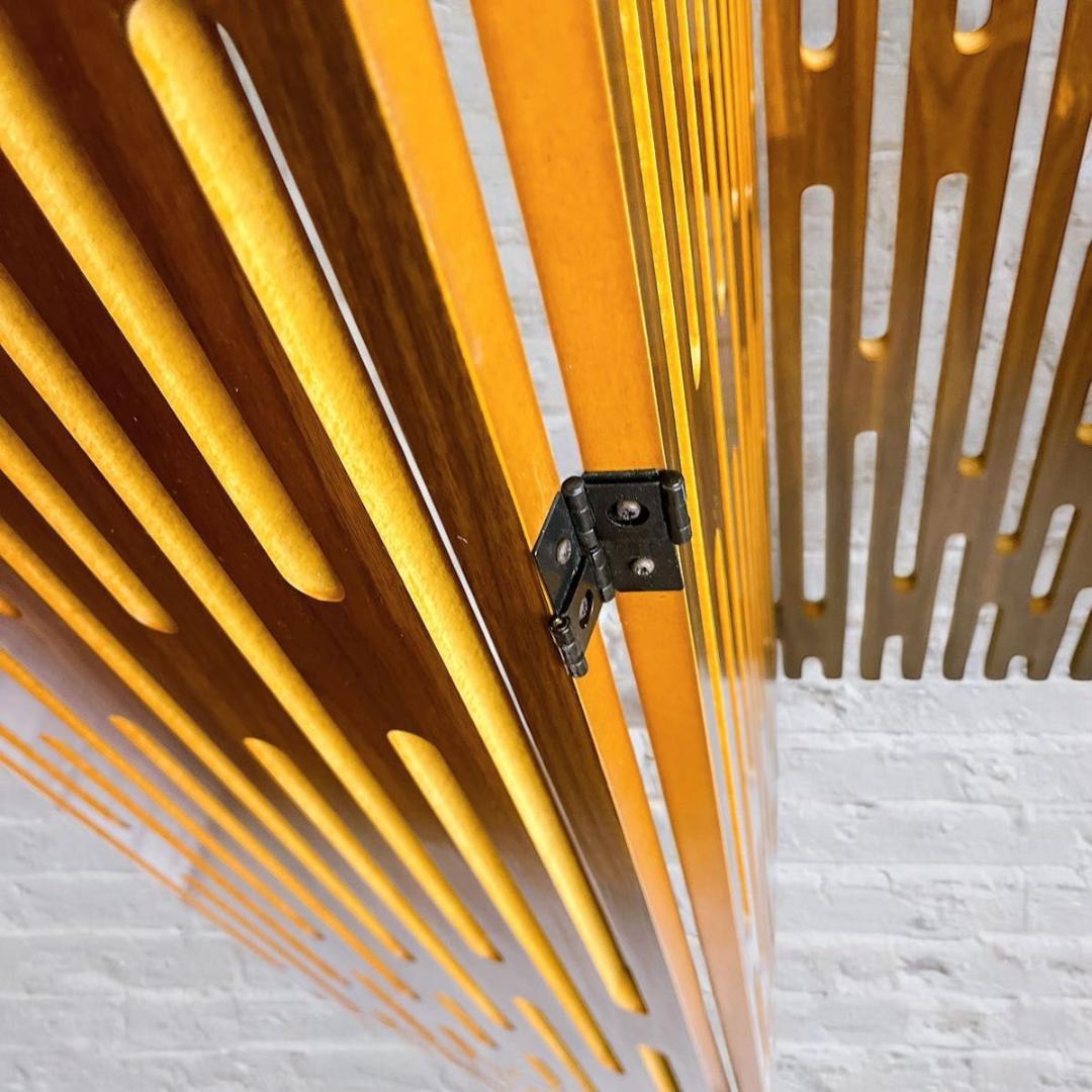 木製 3連 パーテーション 間仕切り ミッドセンチュリー 和風　モダン