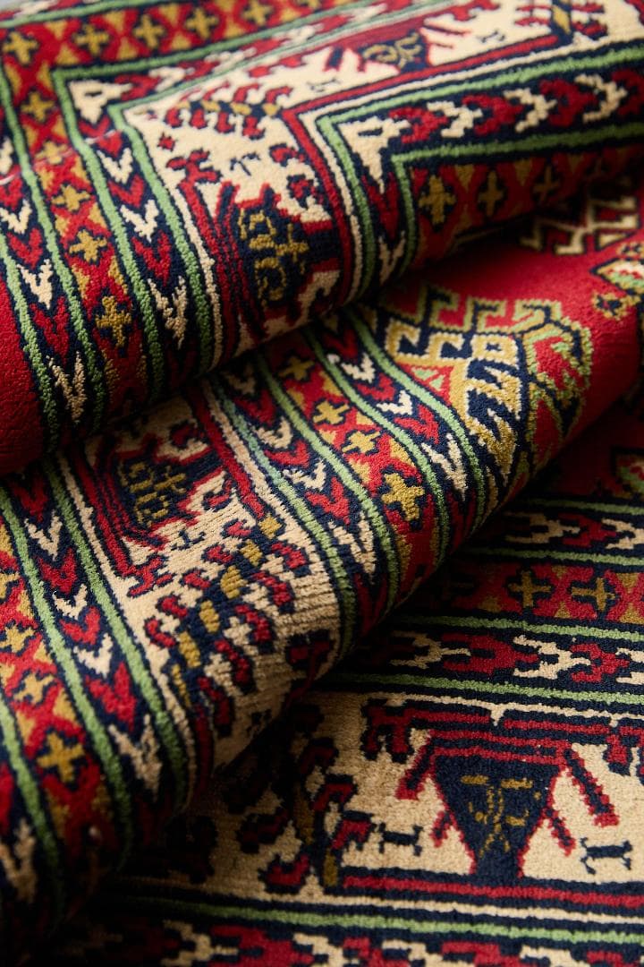 ヴィンテージラグ ペルシャ絨毯 トライバルラグ（237×166cm）赤 緑 茶