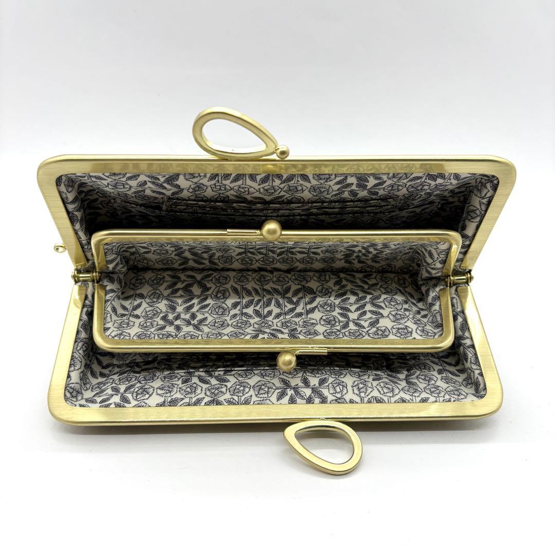 ハンドメイド ミナペルホネン 親子がま口長財布 rosy ネイビー