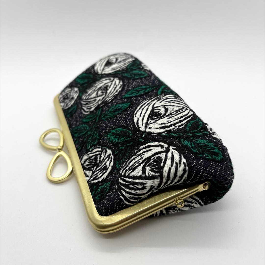 ハンドメイド ミナペルホネン 親子がま口長財布 rosy ネイビー