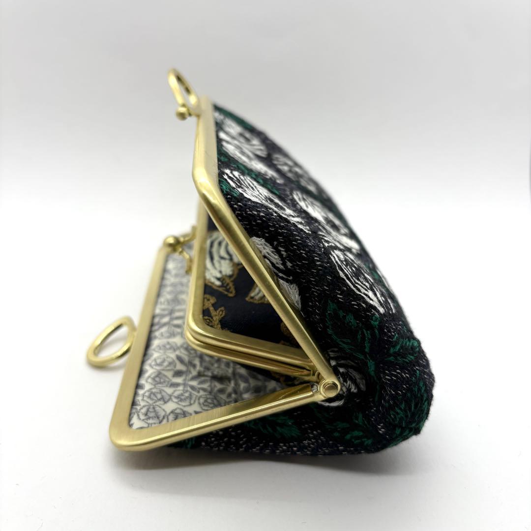 ハンドメイド ミナペルホネン 親子がま口長財布 rosy ネイビー