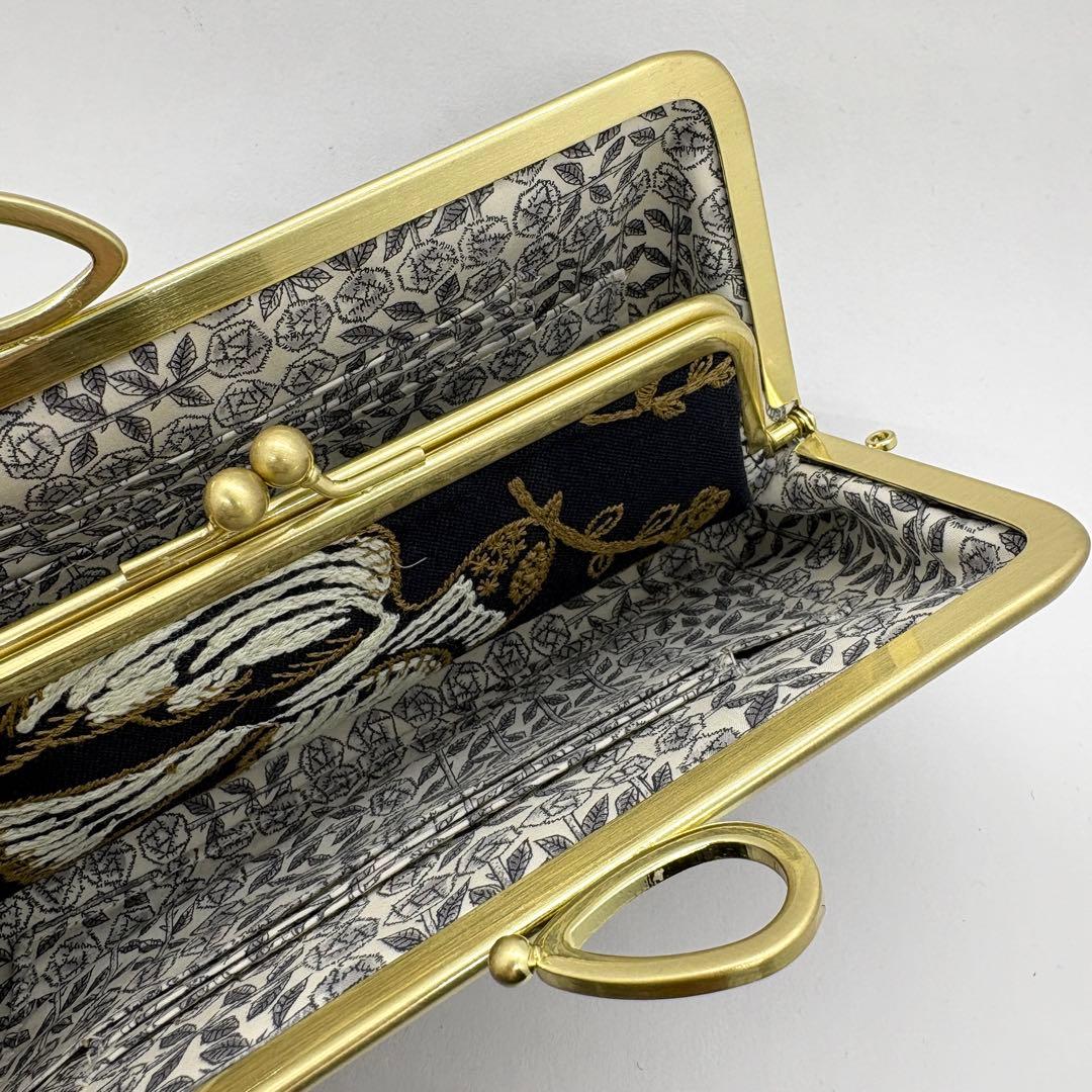 ハンドメイド ミナペルホネン 親子がま口長財布 rosy ネイビー