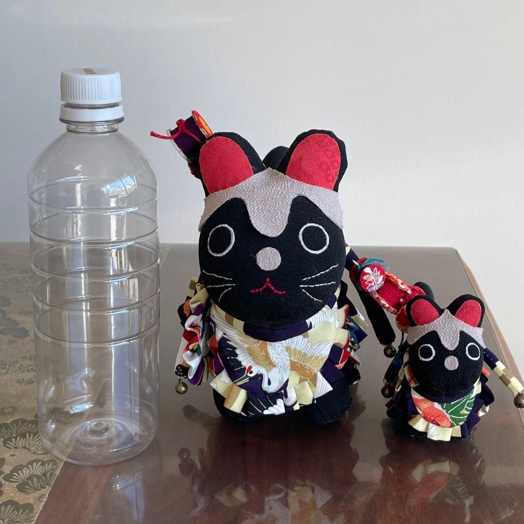 狛犬　着物リメイク　大小2個セット