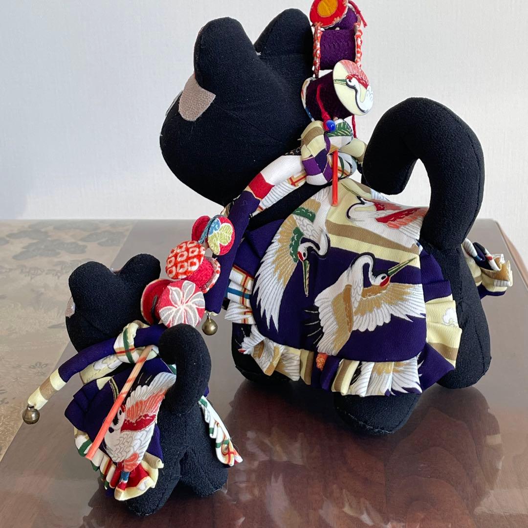 狛犬　着物リメイク　大小2個セット