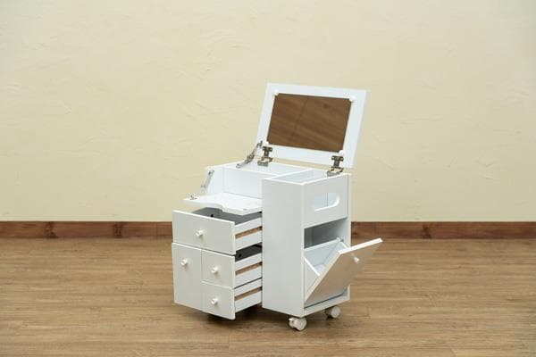 《新品・送料無料》収納いっぱいコスメワゴン　DBR/WH