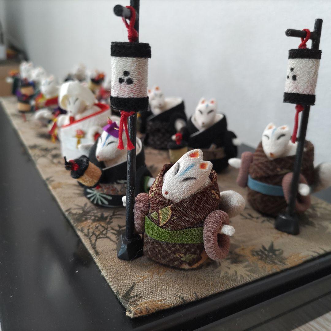 創作人形 ウェンディングドールちりめん人形 狐の嫁入り ケース付き