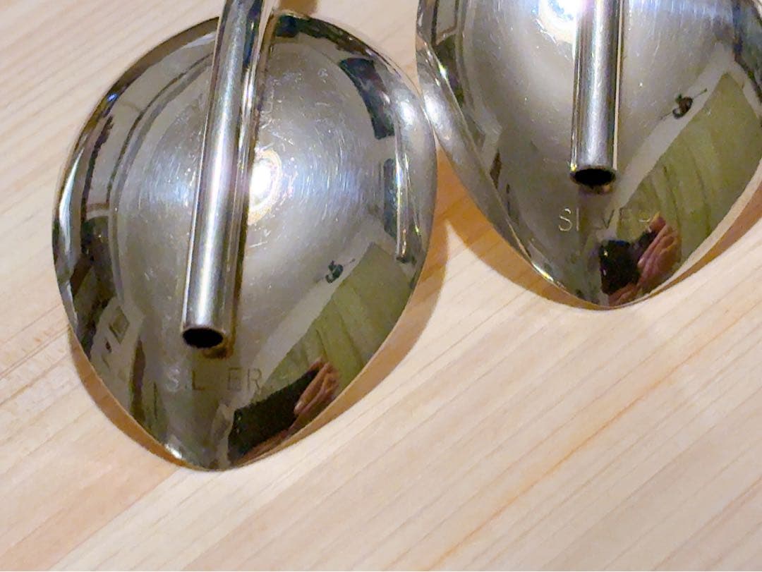 純銀マドラー＋ストロースプーン、ヨーロッパ製メーカー不詳: ヴィンテージ