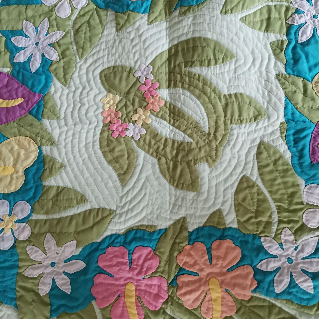 ハワイアンキルト 花と葉のデザイン 約100cm