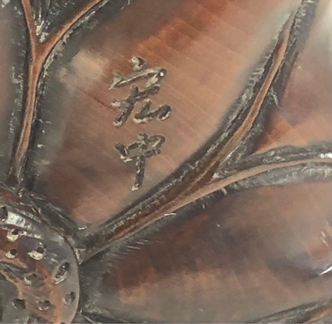 カエル蓮に音楽蛙手作り一刀彫りアンティークオブジェインテリア現品無料発送