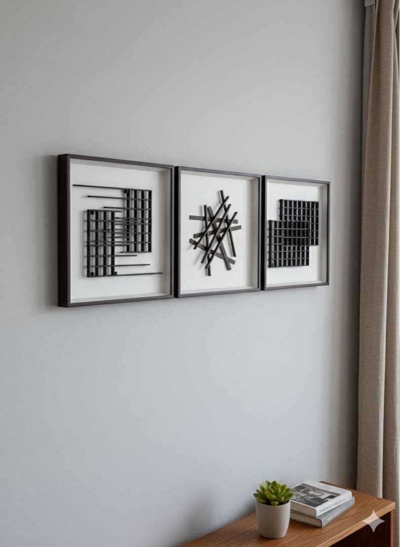 立体アート 3点セット モダン インテリア ART DECO 木製フレーム