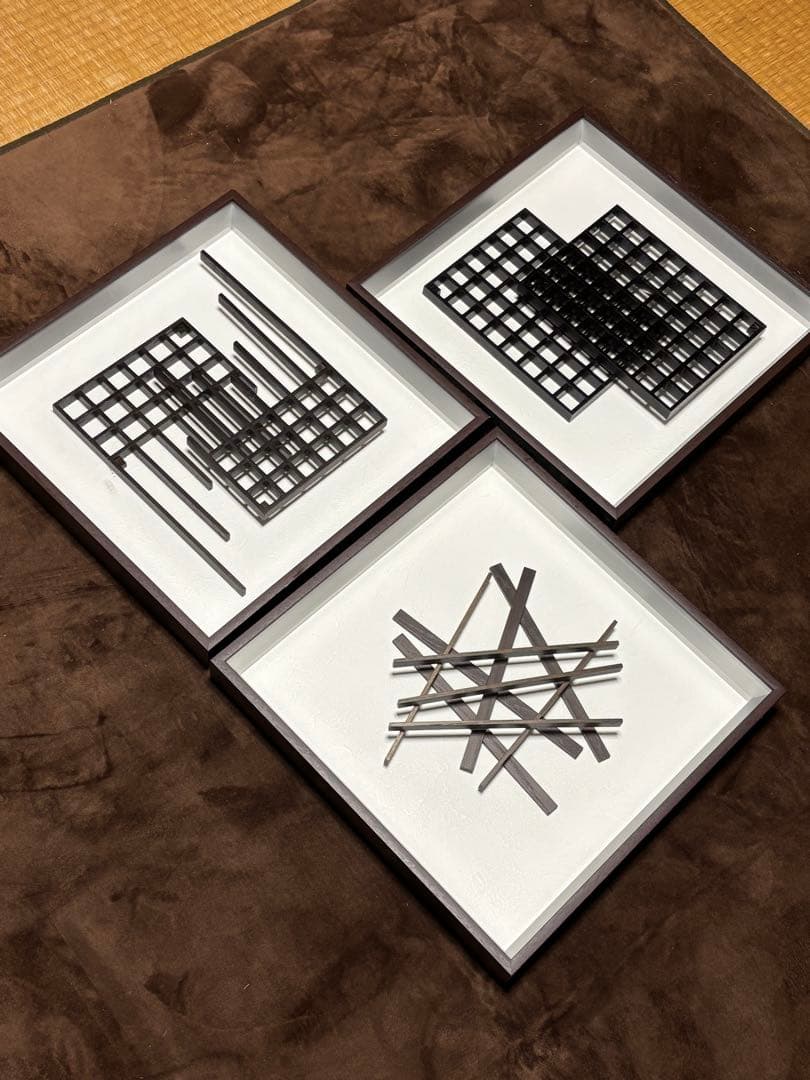 立体アート 3点セット モダン インテリア ART DECO 木製フレーム