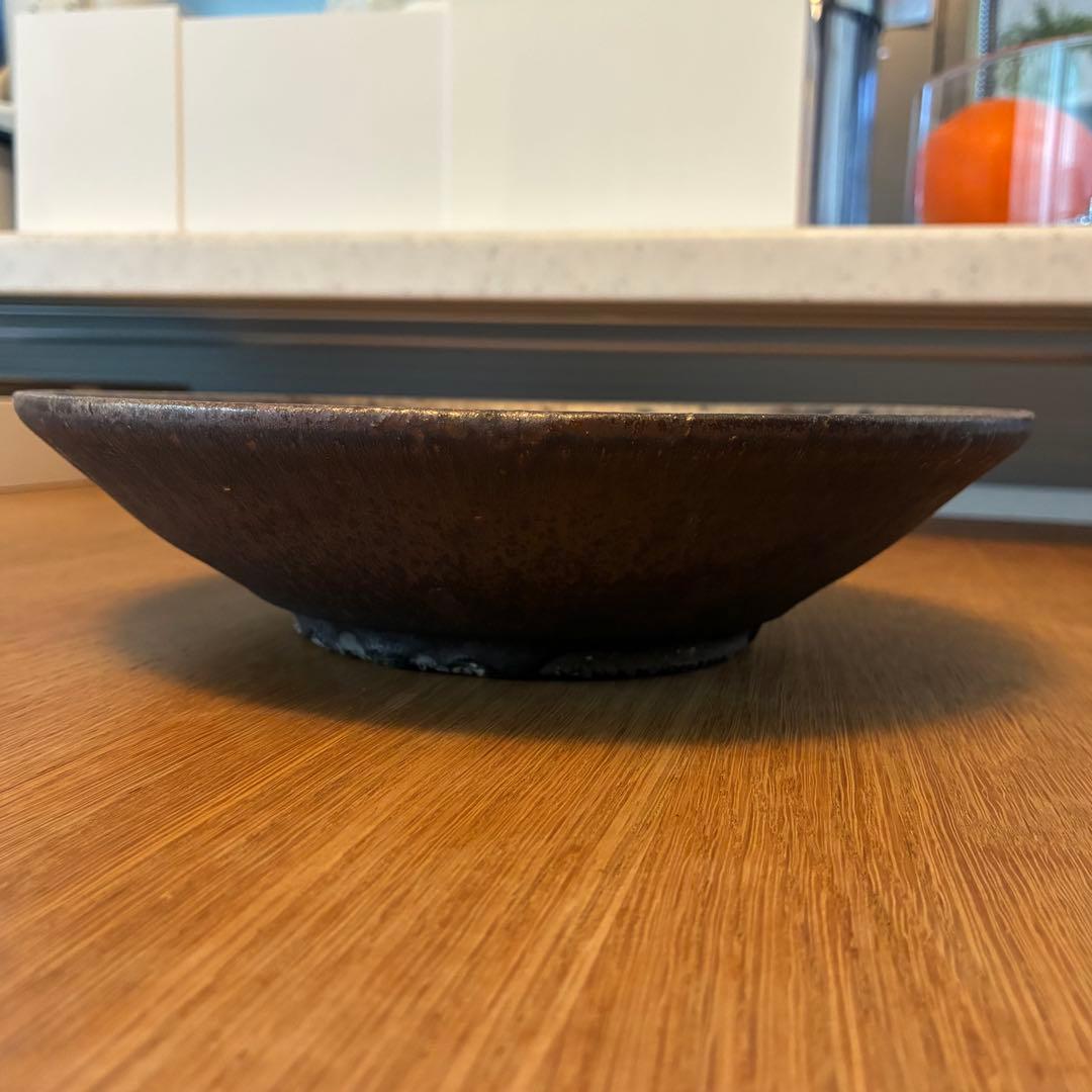 【未使用】小野象平 黒志野釉8寸皿 23.5cm