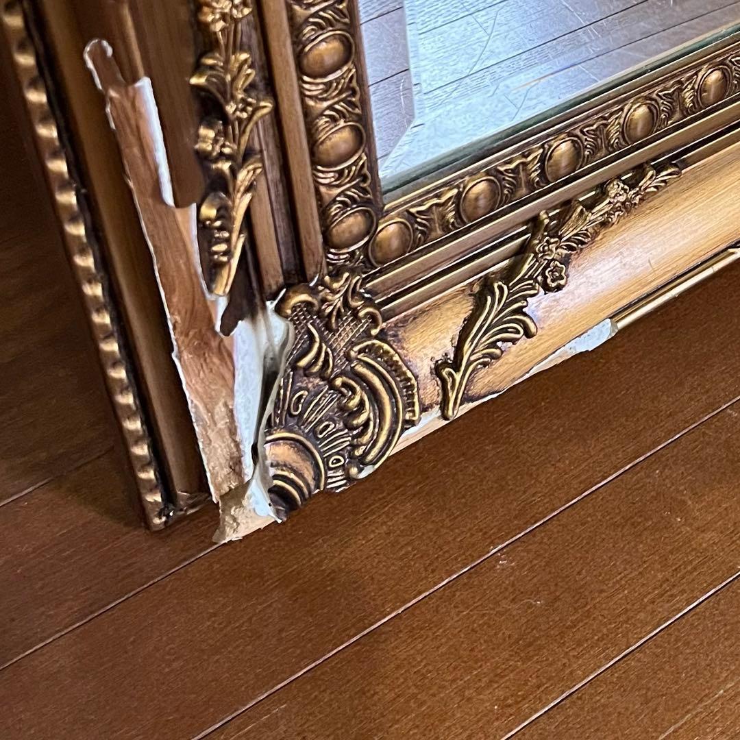 【アンティーク】ロココ調 レリーフ彫刻 大型鏡 置き鏡 全身鏡 姿見 ミラー