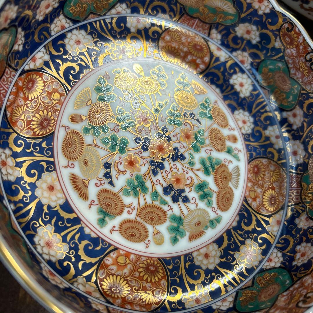 前畑陶器　庫山窯 菊金唐草 金彩　古伊万里　豪華3種　3種鉢　お正月　お節