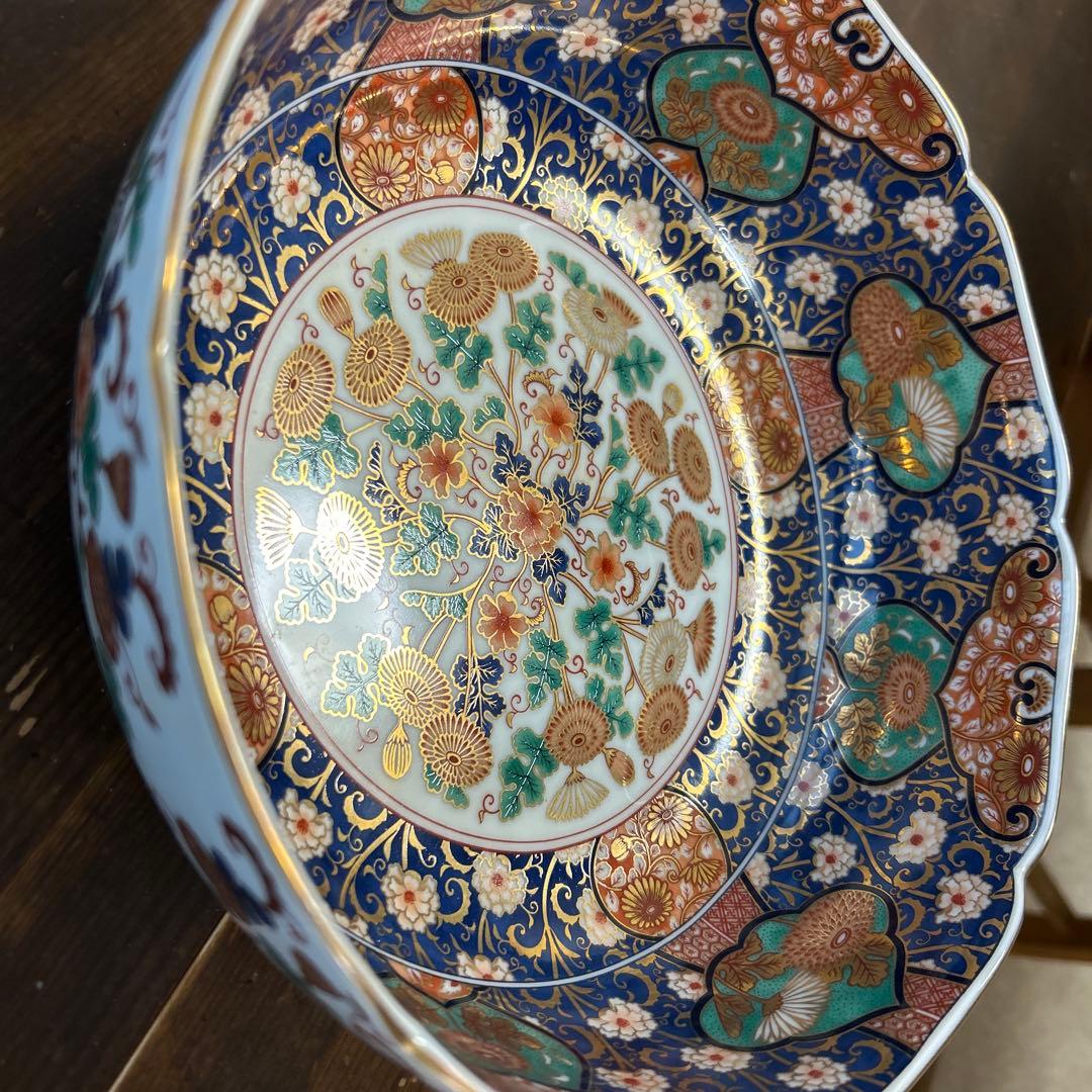 前畑陶器　庫山窯 菊金唐草 金彩　古伊万里　豪華3種　3種鉢　お正月　お節