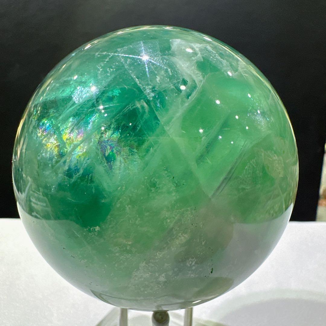 天然石 フェザーフローライト丸玉 置物 F.43