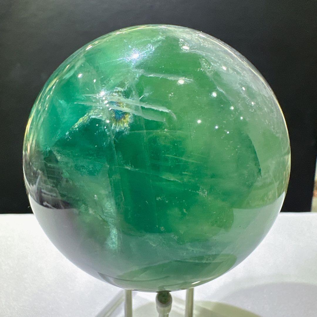 天然石 フェザーフローライト丸玉 置物 F.43