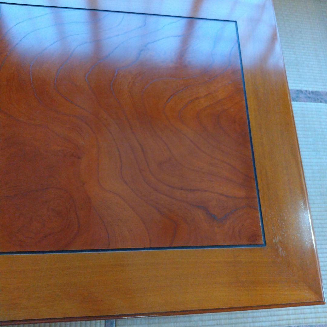 天然木化粧合板テーブル　座卓木彫り　居酒屋割烹料理屋旅館掘り出し物