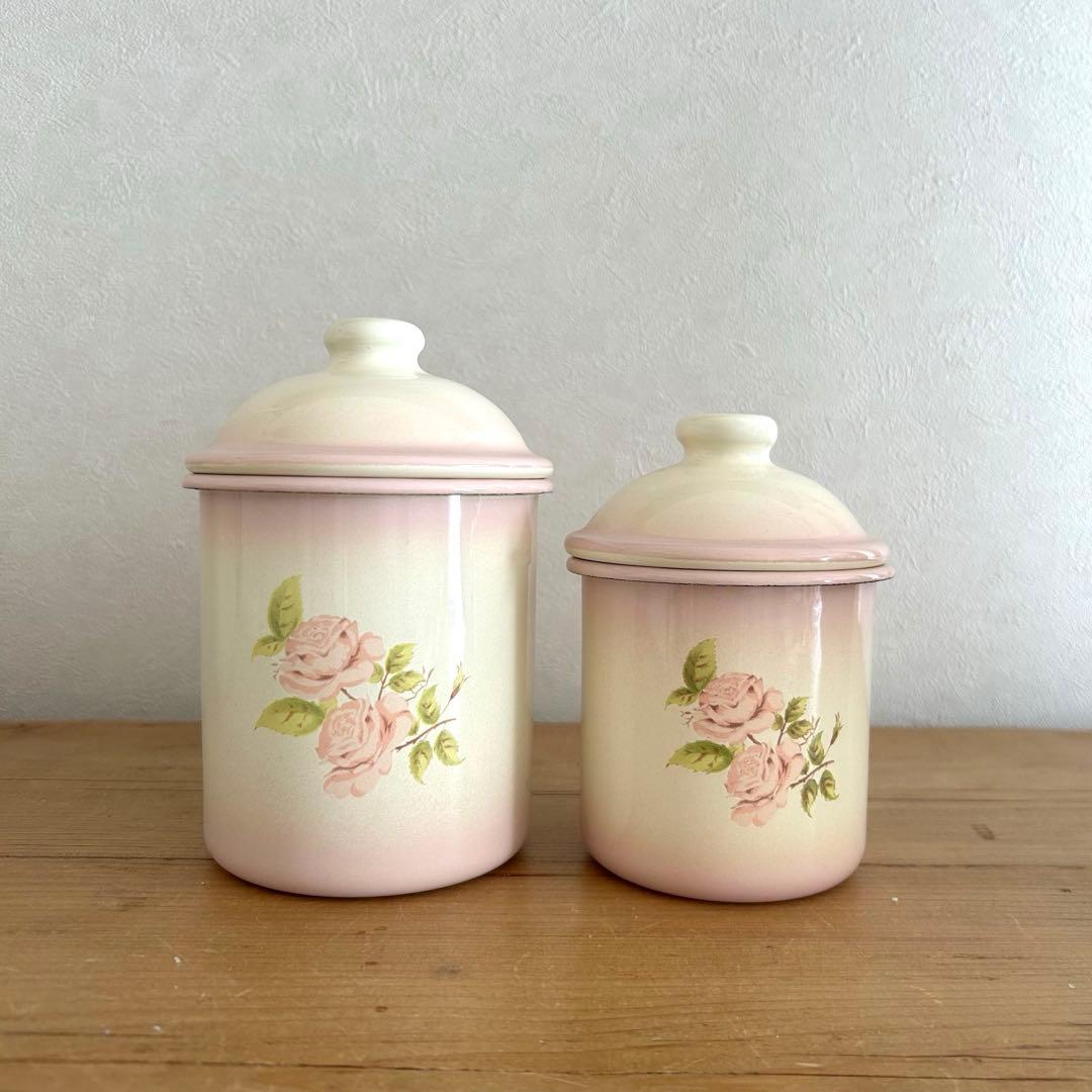 イマン ホーロー キャニスター ダイアナローズ 2個セット バラ売り