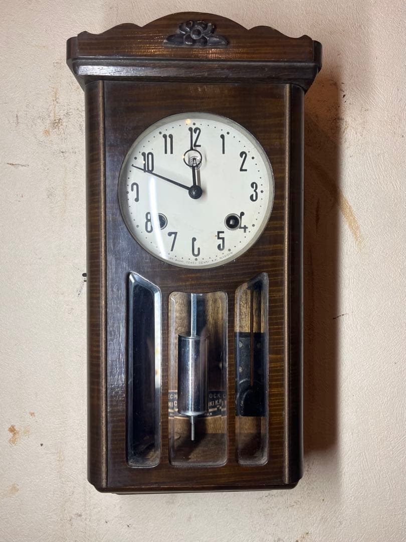 愛知時計　ミニミニ　柱時計　古時計　振り子　レトロ　ゼンマイ　ボンボン　精工舎