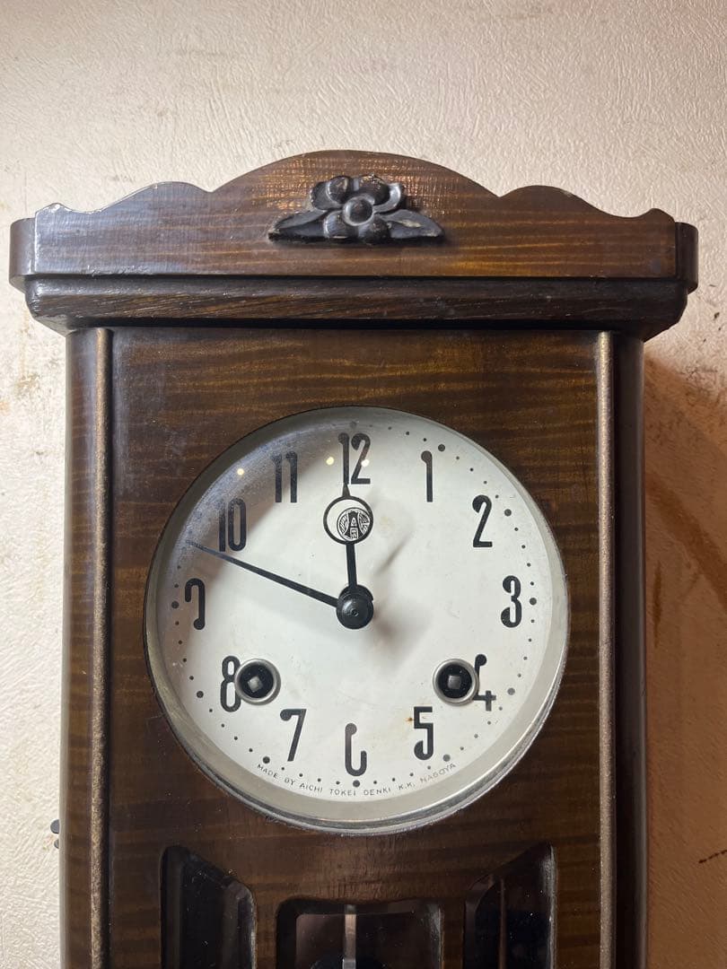 愛知時計　ミニミニ　柱時計　古時計　振り子　レトロ　ゼンマイ　ボンボン　精工舎