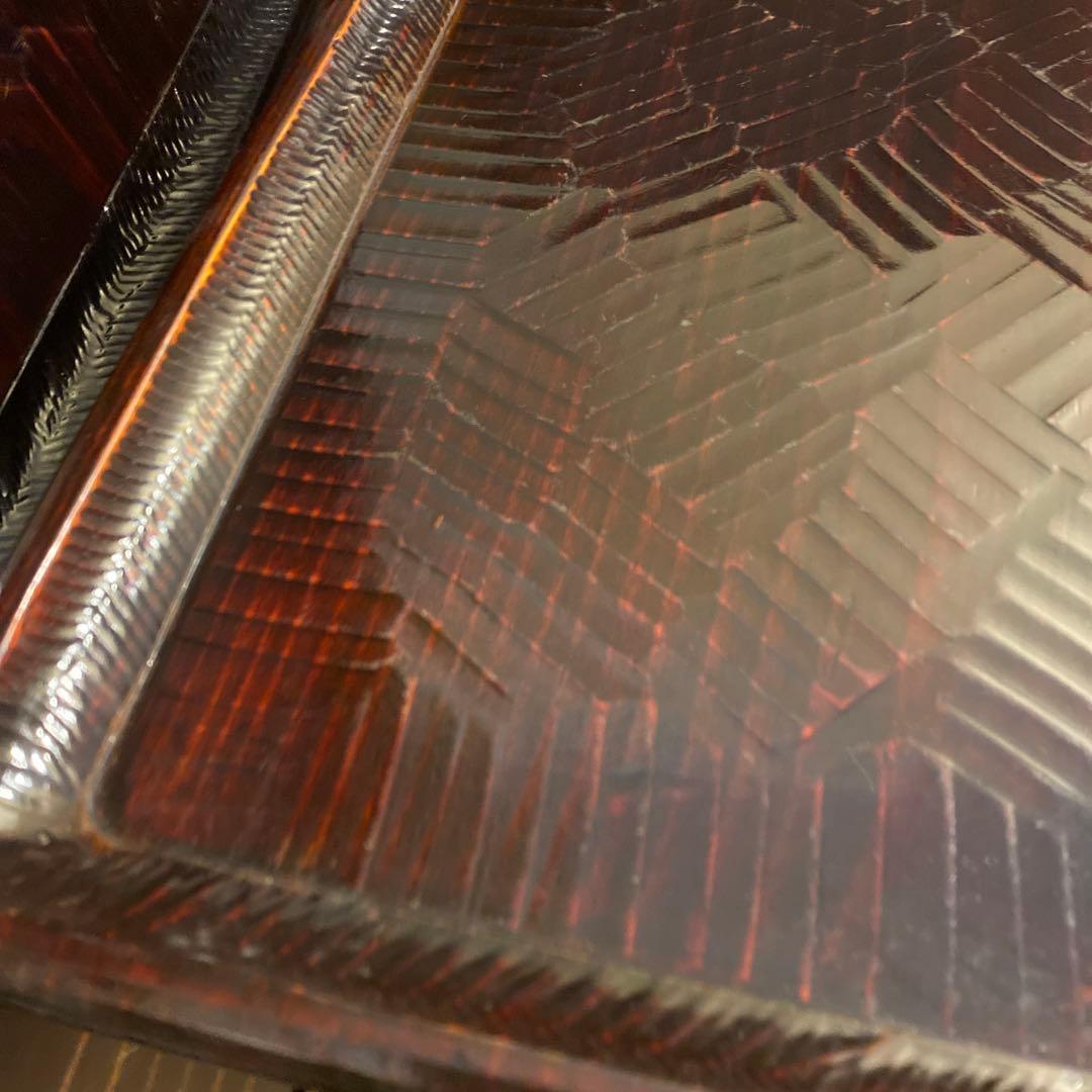 讃岐盆 木製彫刻模様入り正方形 お盆トレー　5つセット