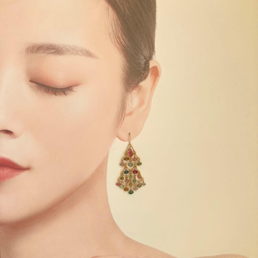 マルチカラートルマリンのシャンデリアピアス