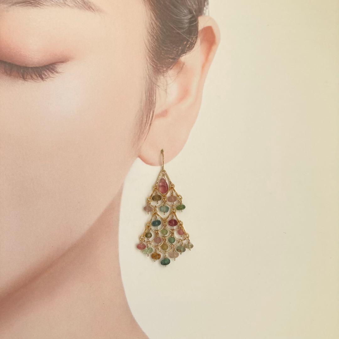 マルチカラートルマリンのシャンデリアピアス