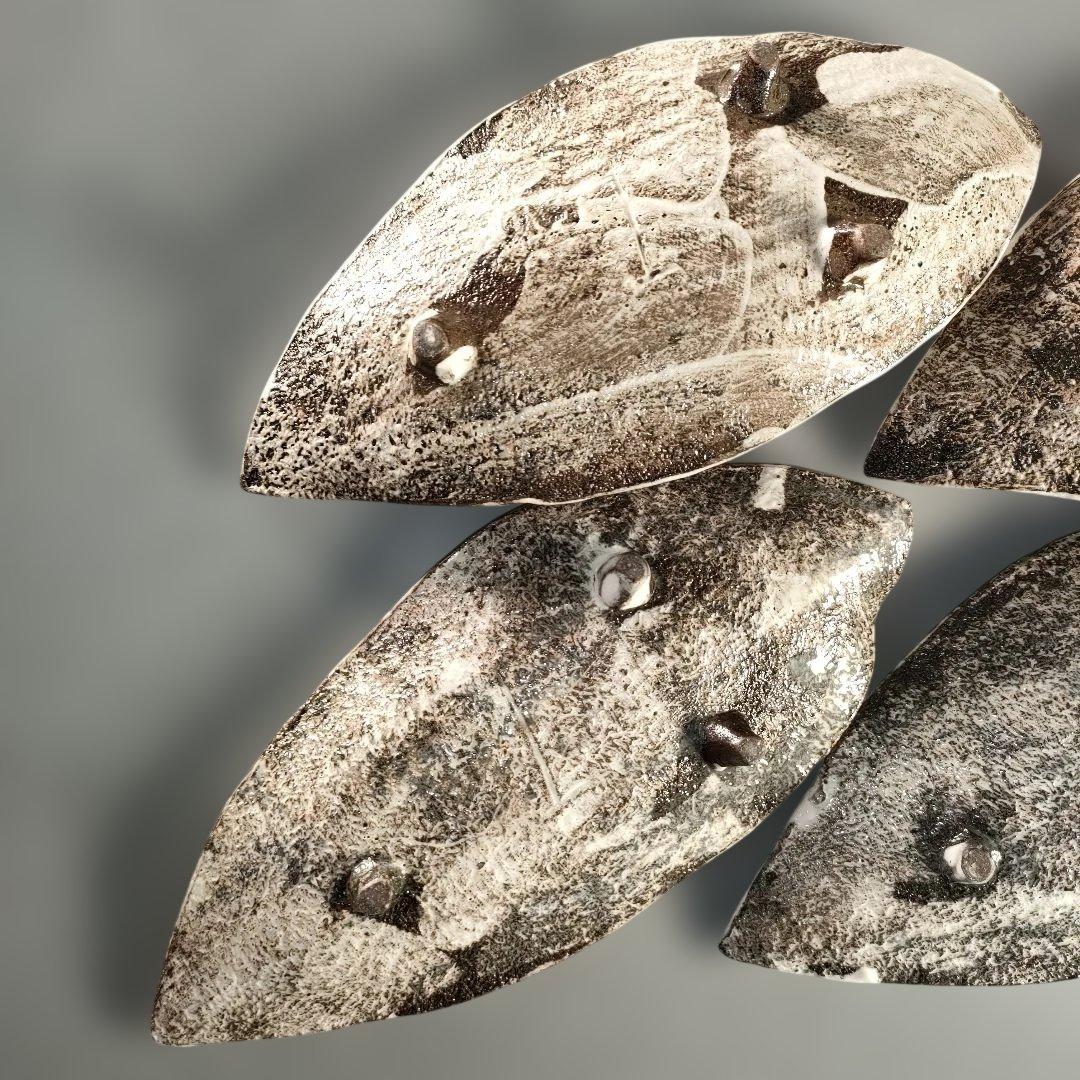 A1389-7/在銘/葉形足付銘々皿6客/向付/飾皿/盛皿/菓子皿/懐石道具/