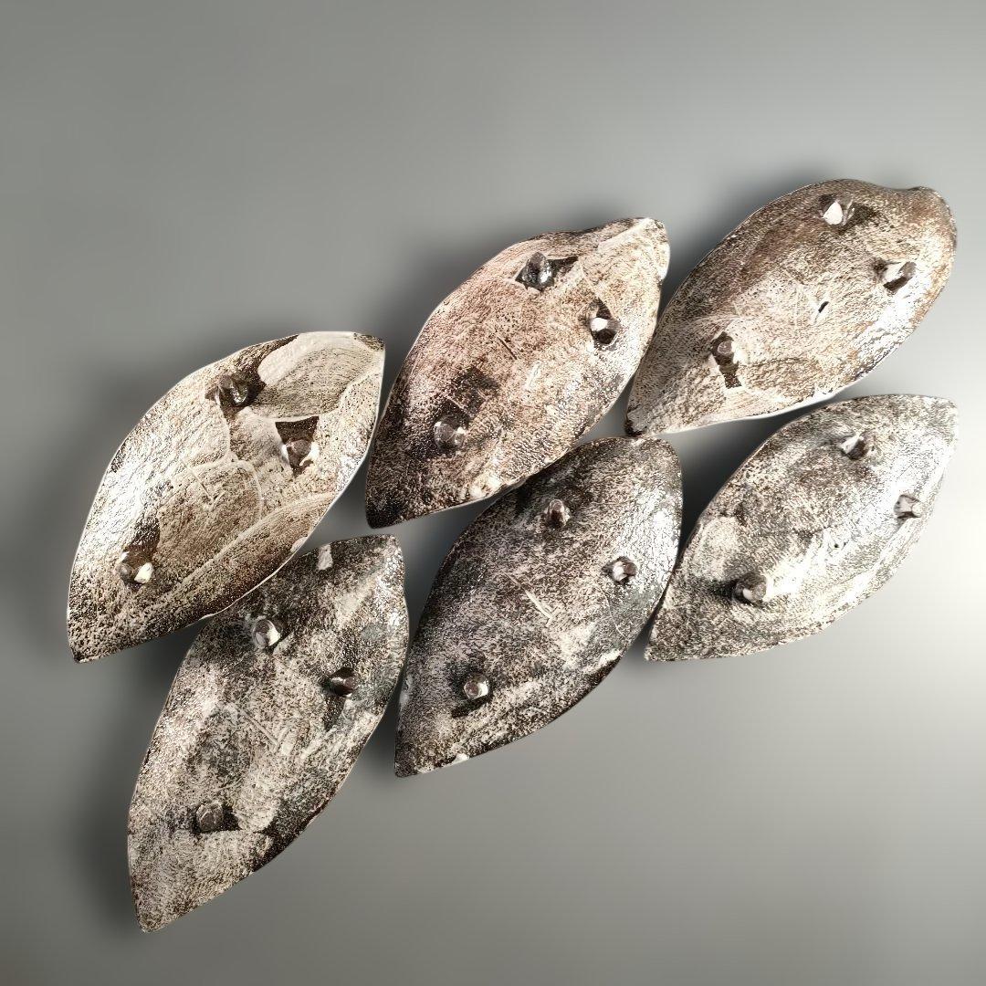 A1389-7/在銘/葉形足付銘々皿6客/向付/飾皿/盛皿/菓子皿/懐石道具/