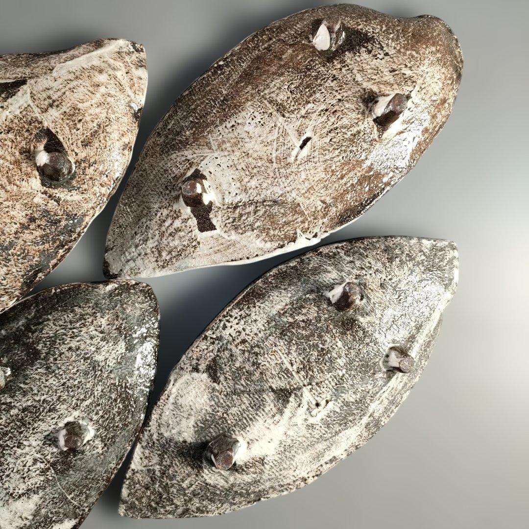 A1389-7/在銘/葉形足付銘々皿6客/向付/飾皿/盛皿/菓子皿/懐石道具/