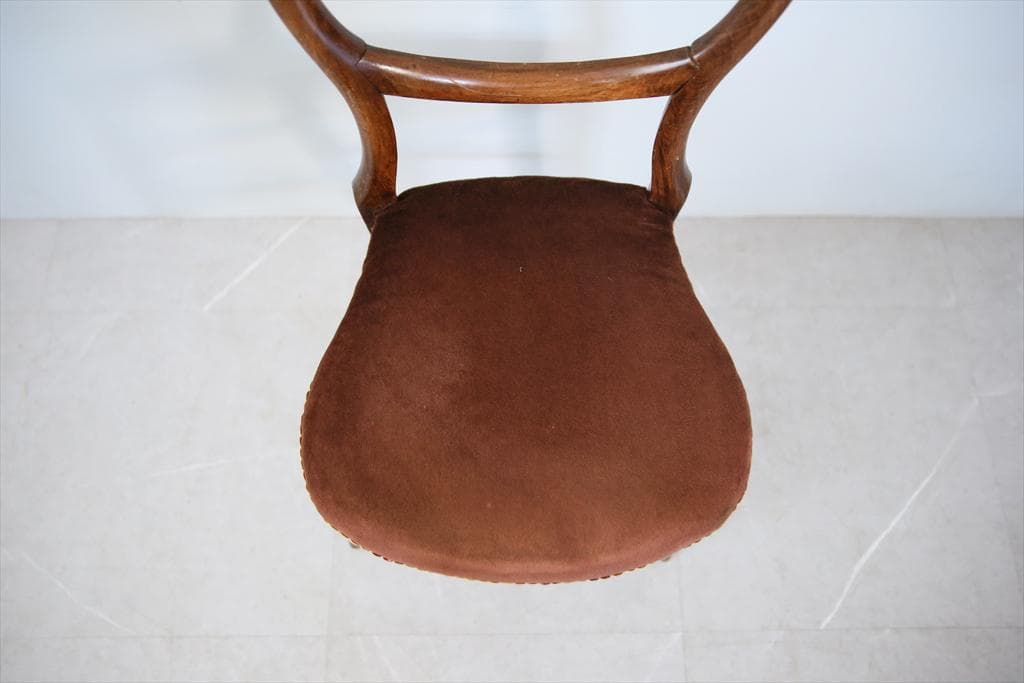 英国アンティーク木製バルーンバックダイニングチェア/サロンイス(89-204)