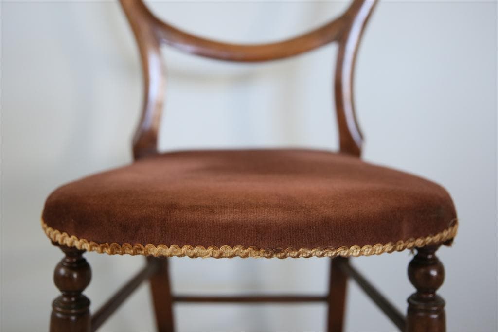 英国アンティーク木製バルーンバックダイニングチェア/サロンイス(89-204)