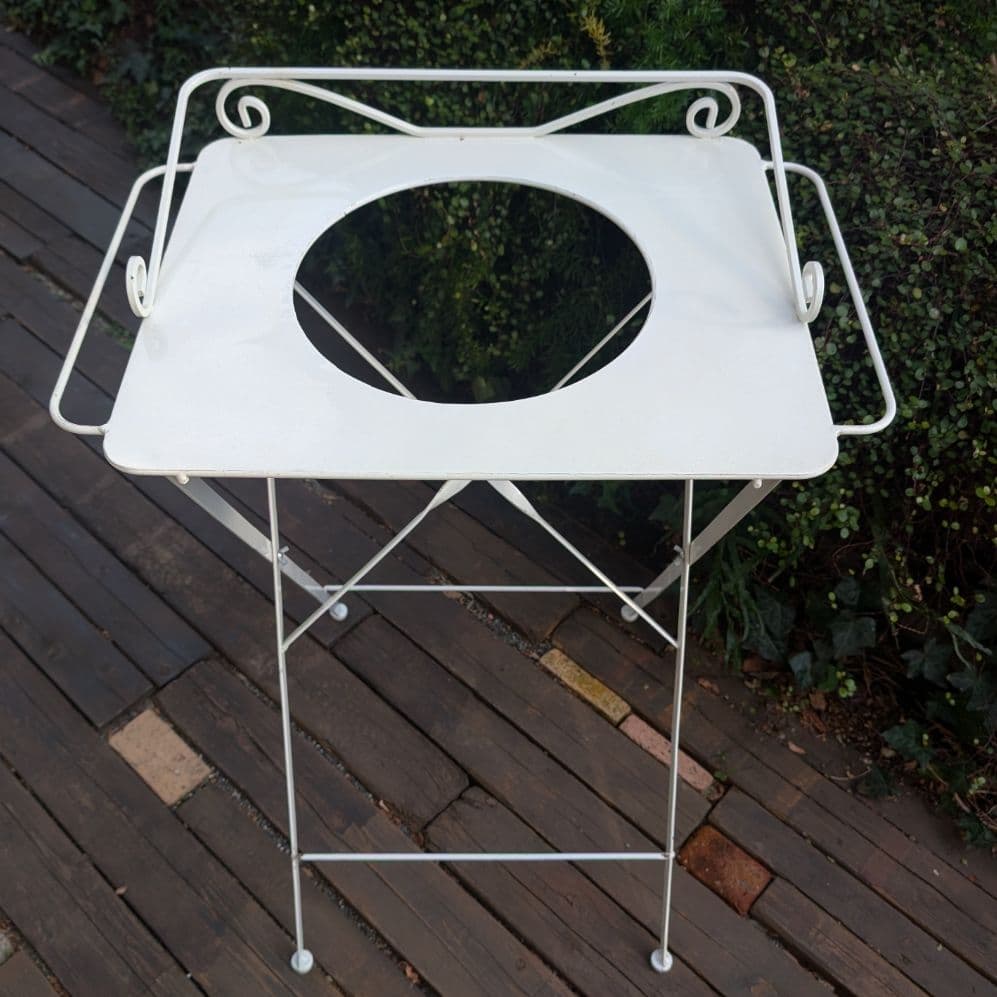 ウォッシュスタンド　アンティーク　レトロ　洗面台 折り畳み　ボウル・蓋付き　白