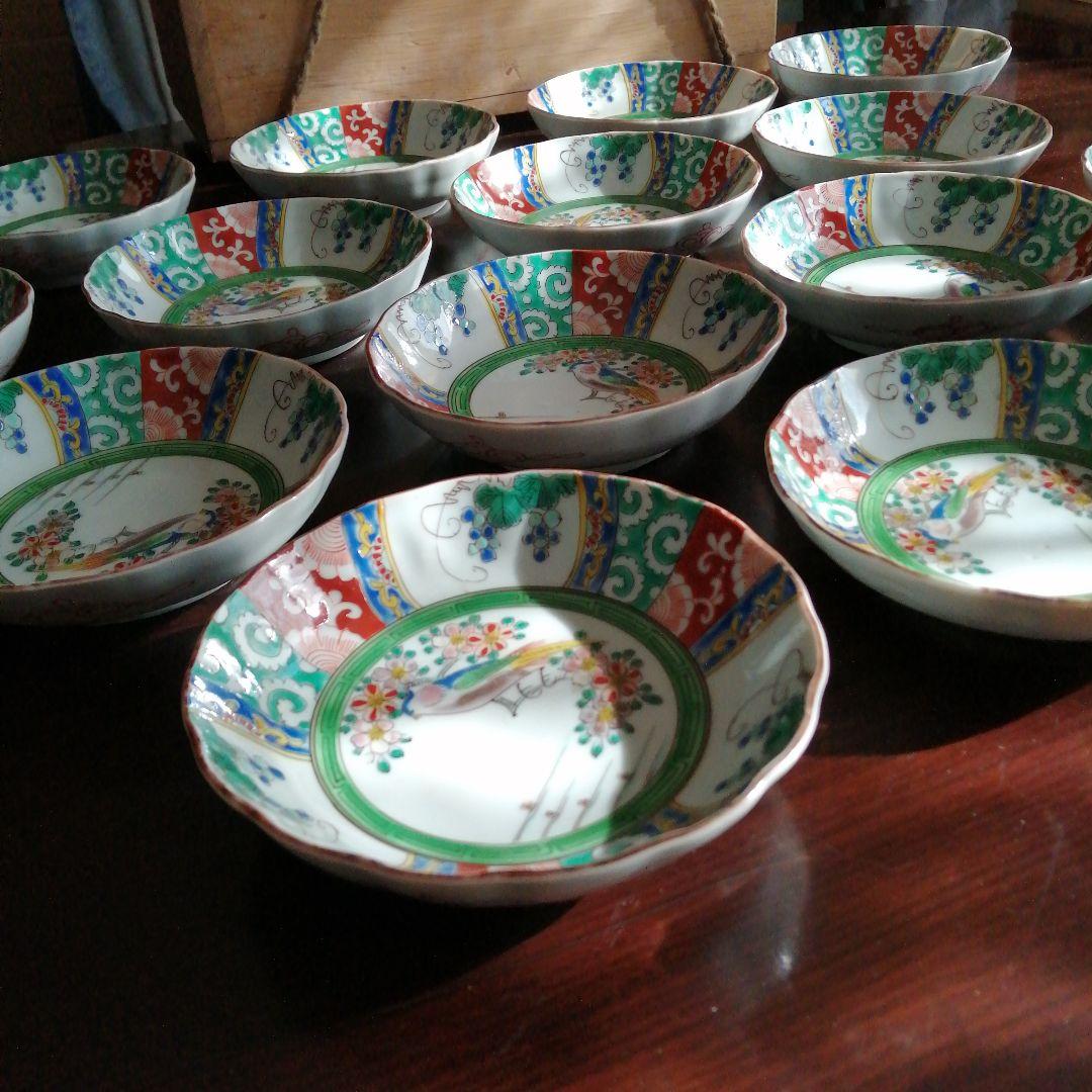 伊万里　色絵膾皿　15枚　14.5cm　明治期