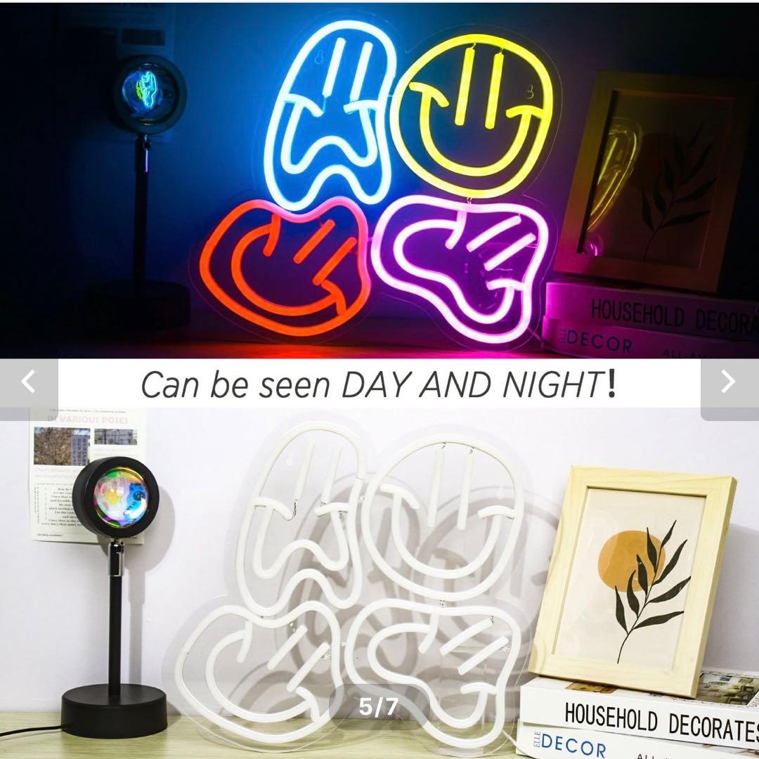 特大 LEDライト ネオンサイン 看板 スマイリーフェイス スマイル