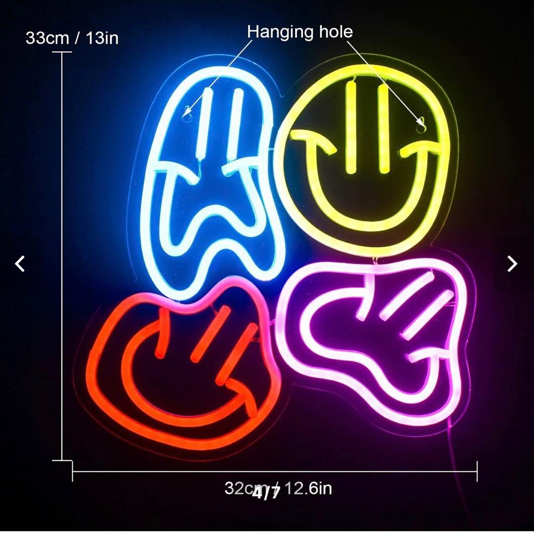 特大 LEDライト ネオンサイン 看板 スマイリーフェイス スマイル