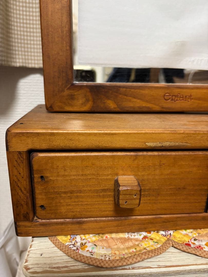 チューリップ　アンファン　引き出し付卓上鏡　鏡台