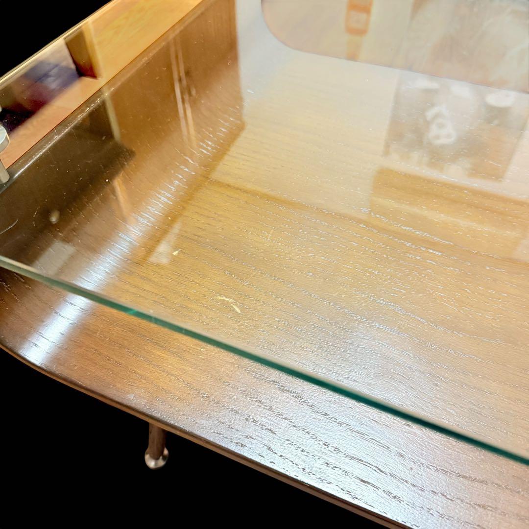 モダン 曲げ木センターローテーブル　ガラス天板