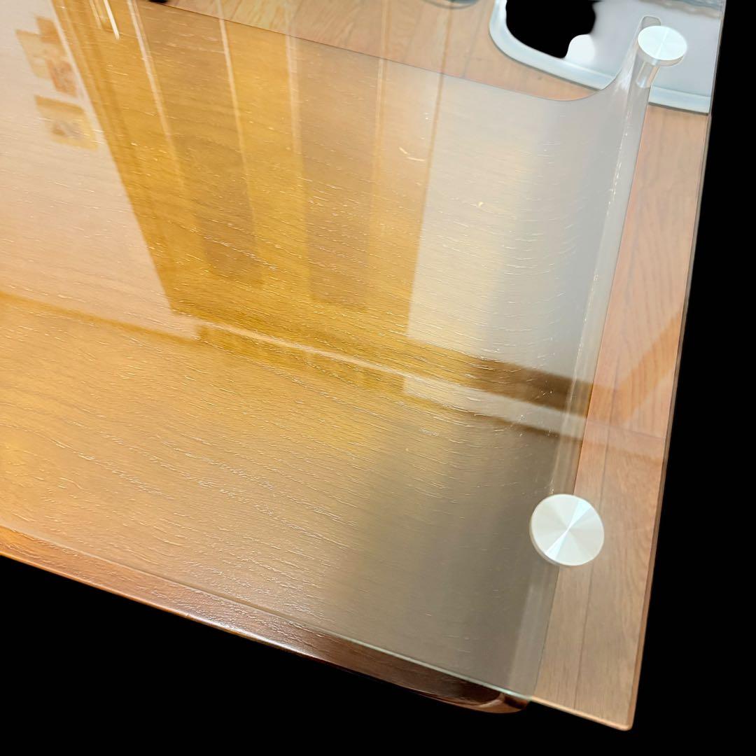 モダン 曲げ木センターローテーブル　ガラス天板