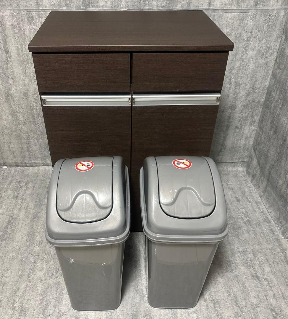 【ほぼ新品】クロシオ 分別 ダイニングダストボックス 2D 木目ブラウン 2分別