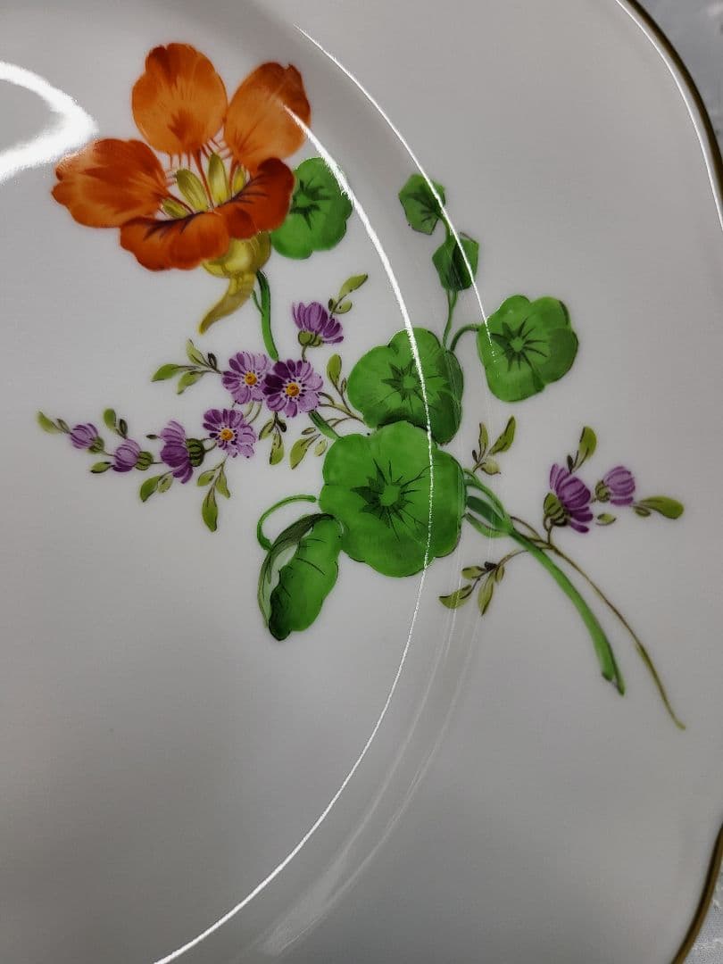 未使用近✨マイセン ベーシックフラワー 2つの花 レット 紫② サラダ